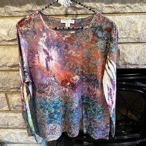 Coldwater Creek long sleeve print polyester shirt size XL